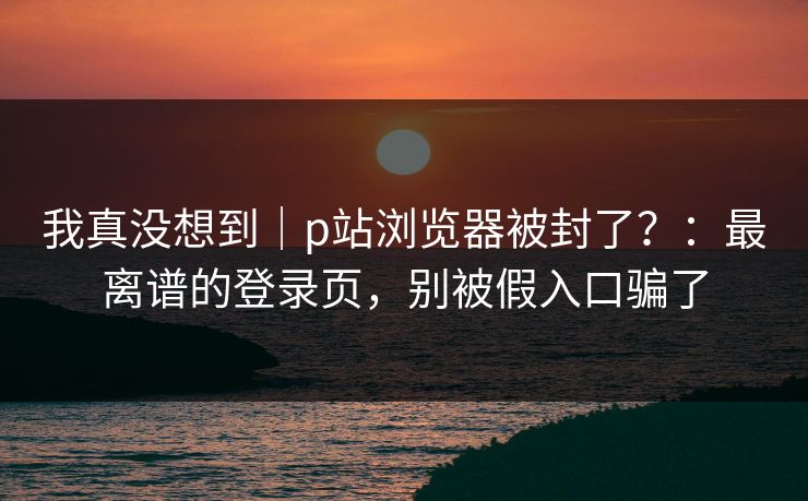 我真没想到｜p站浏览器被封了？：最离谱的登录页，别被假入口骗了