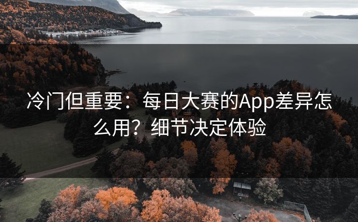 冷门但重要：每日大赛的App差异怎么用？细节决定体验