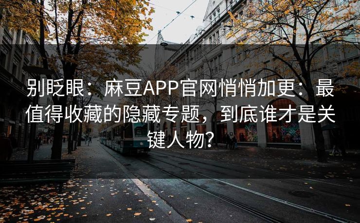 别眨眼：麻豆APP官网悄悄加更：最值得收藏的隐藏专题，到底谁才是关键人物？