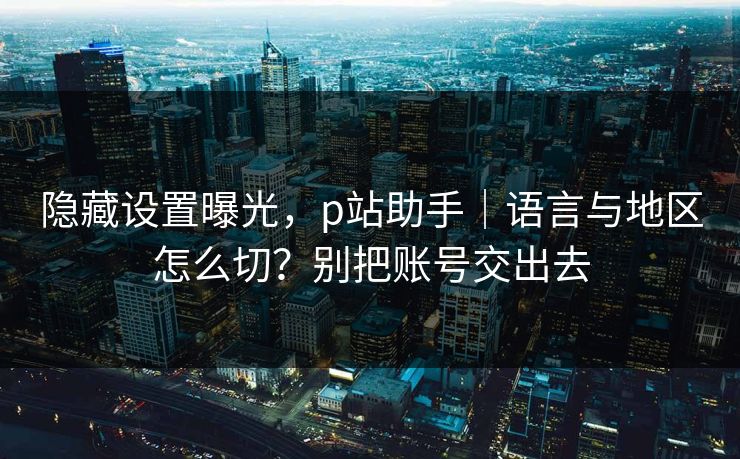 隐藏设置曝光，p站助手｜语言与地区怎么切？别把账号交出去