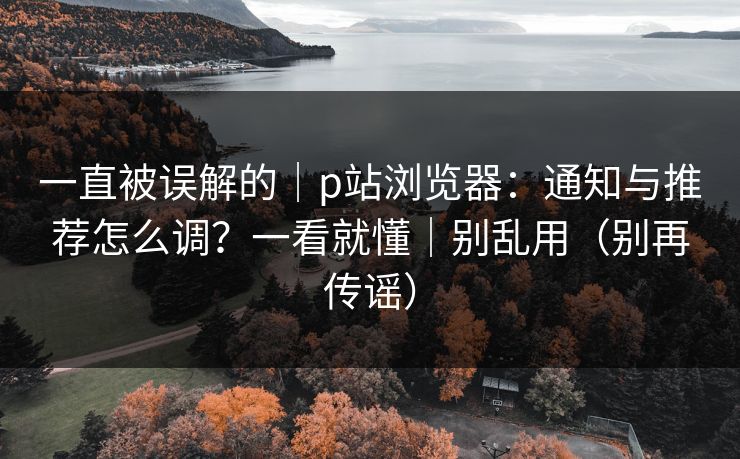 一直被误解的｜p站浏览器：通知与推荐怎么调？一看就懂｜别乱用（别再传谣）