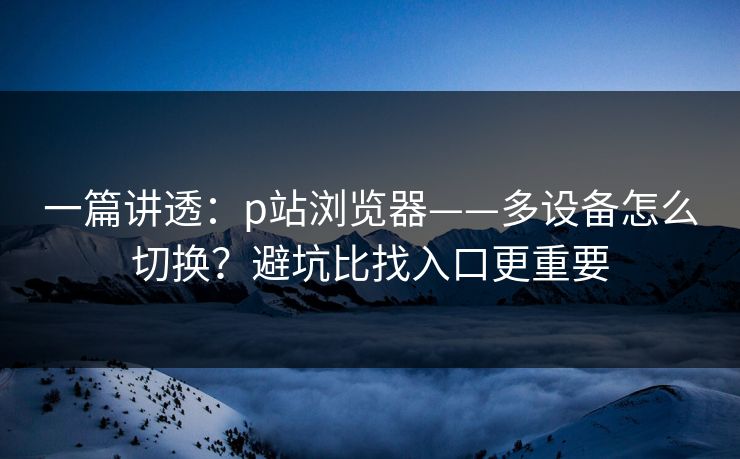 一篇讲透：p站浏览器——多设备怎么切换？避坑比找入口更重要