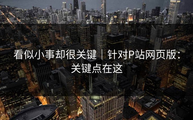 看似小事却很关键｜针对P站网页版：关键点在这