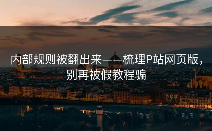 内部规则被翻出来——梳理P站网页版，别再被假教程骗