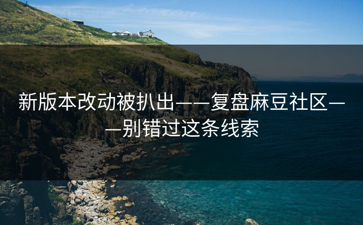 新版本改动被扒出——复盘麻豆社区——别错过这条线索