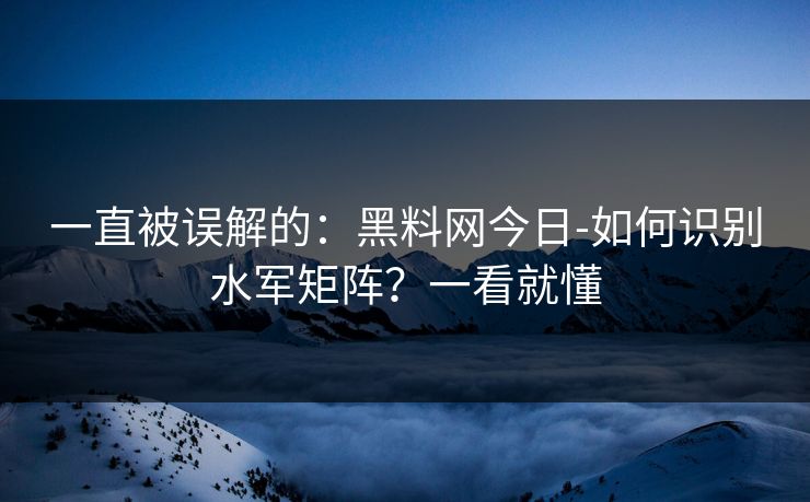 一直被误解的：黑料网今日-如何识别水军矩阵？一看就懂