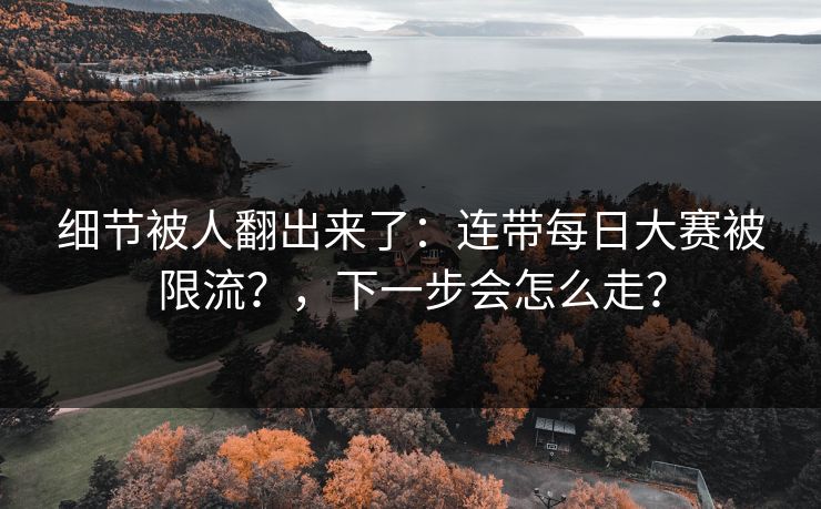 细节被人翻出来了：连带每日大赛被限流？，下一步会怎么走？