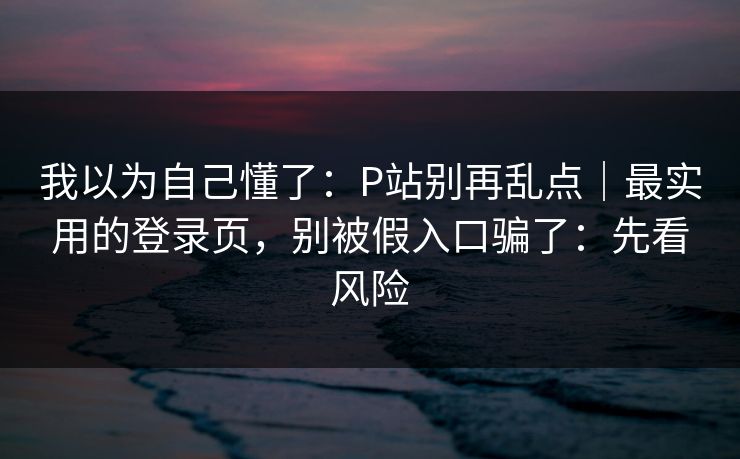我以为自己懂了：P站别再乱点｜最实用的登录页，别被假入口骗了：先看风险