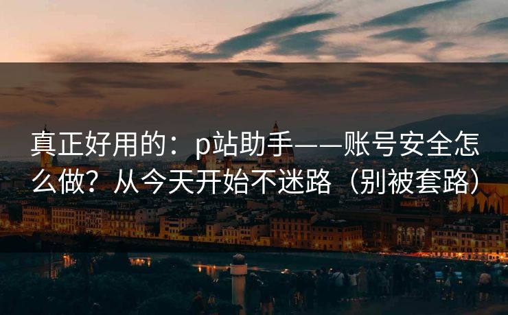 真正好用的：p站助手——账号安全怎么做？从今天开始不迷路（别被套路）