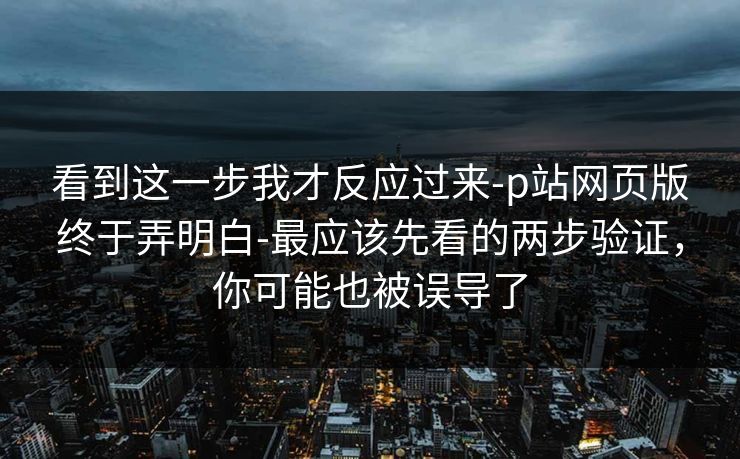 看到这一步我才反应过来-p站网页版终于弄明白-最应该先看的两步验证，你可能也被误导了