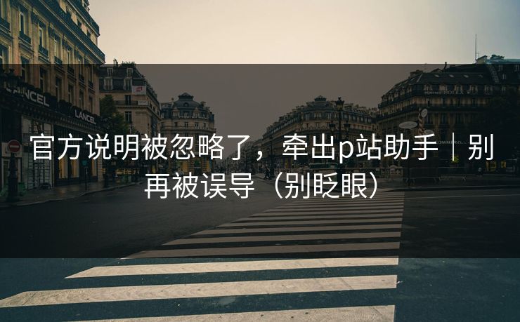 官方说明被忽略了，牵出p站助手｜别再被误导（别眨眼）