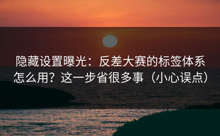 隐藏设置曝光：反差大赛的标签体系怎么用？这一步省很多事（小心误点）