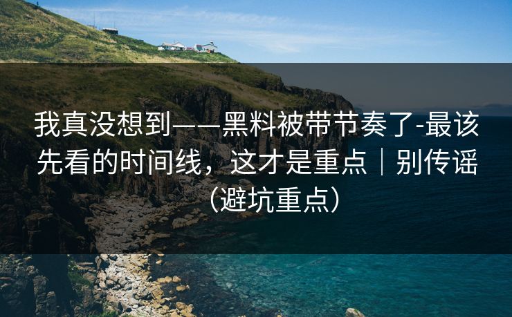 我真没想到——黑料被带节奏了-最该先看的时间线，这才是重点｜别传谣（避坑重点）