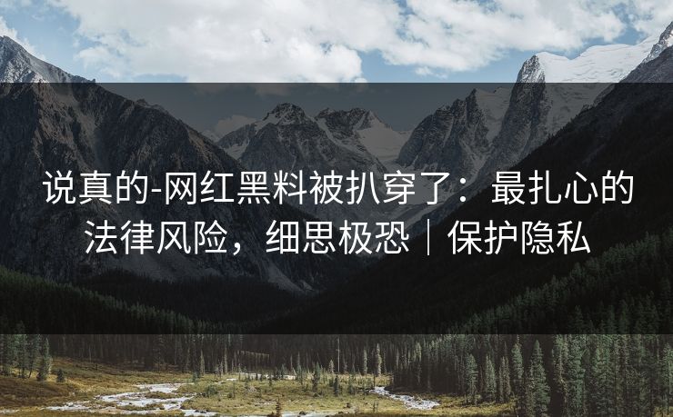 说真的-网红黑料被扒穿了：最扎心的法律风险，细思极恐｜保护隐私